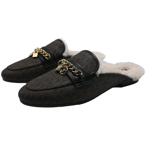 Michael Kors Women's ELSA  Embellished Logo and Faux Fur Mule - Picture 1 of 6